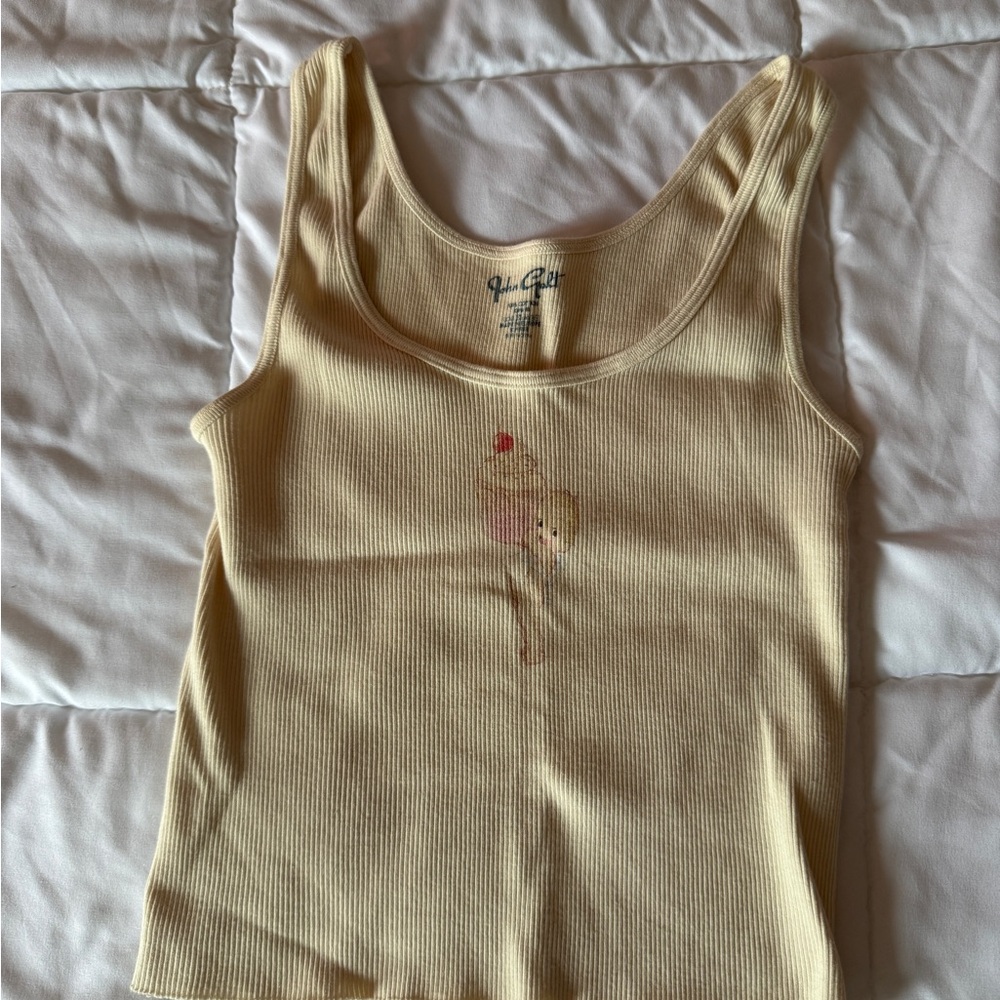 John Galt Baby Yellow Ribbed Tank Top